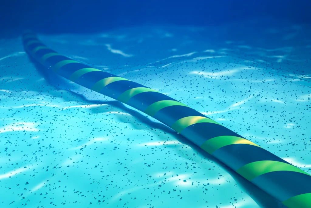 Subsea cable submerged in water